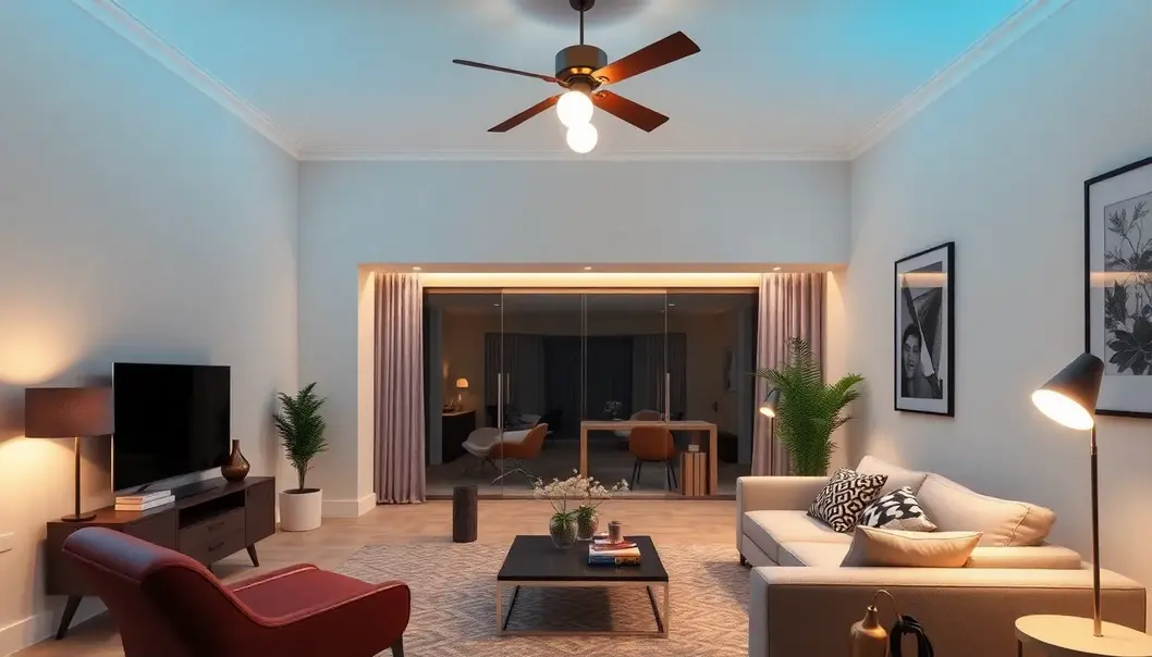Natural light fills the living room, showcasing eco-conscious design.